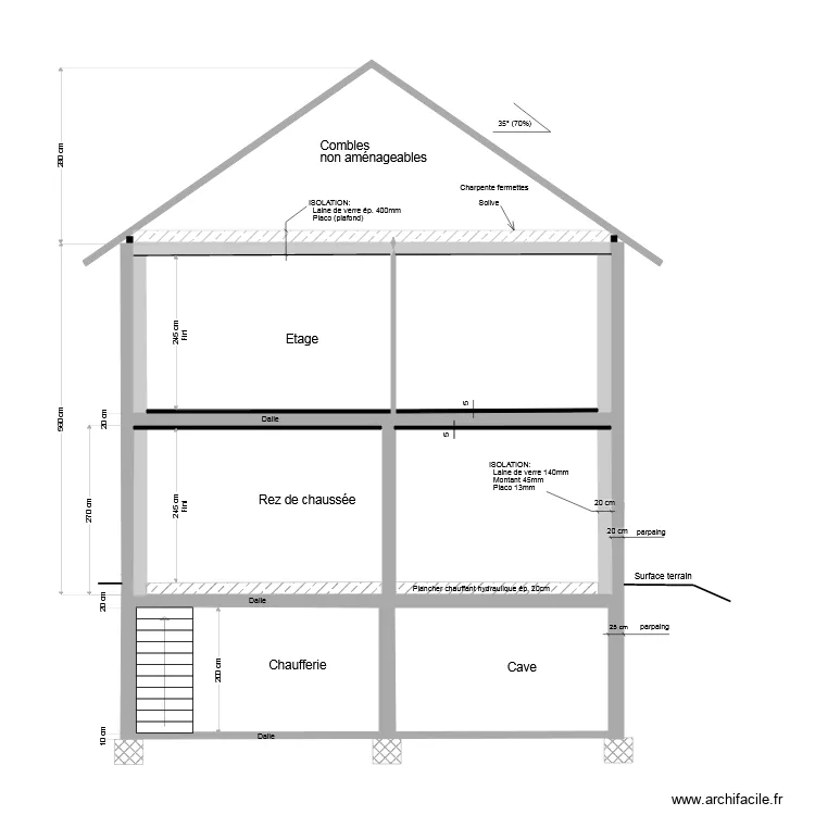Coupe BB 20220109. Plan de 