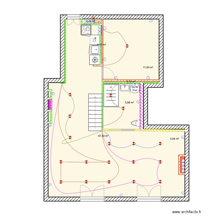 baudin . Plan de 11 pièces et 66 m2