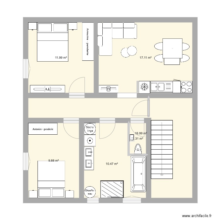 Blotzheim F3 1e étage . Plan de 0 pièce et 0 m2