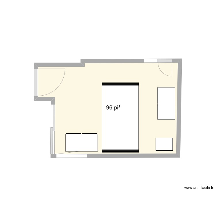 Chambre Blanche. Plan de 1 pièce et 9 m2