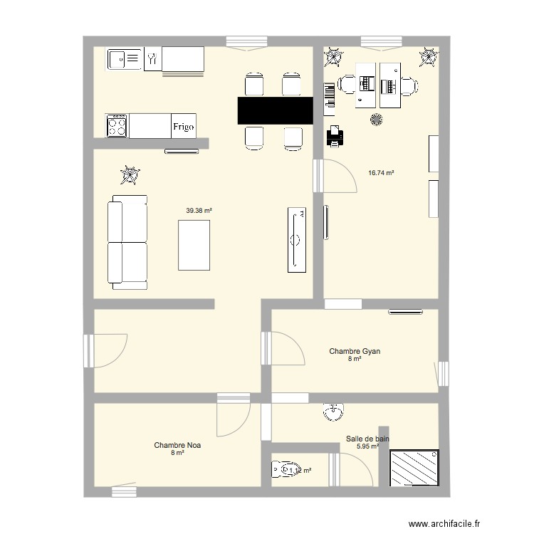 Appartement colocation . Plan de 0 pièce et 0 m2