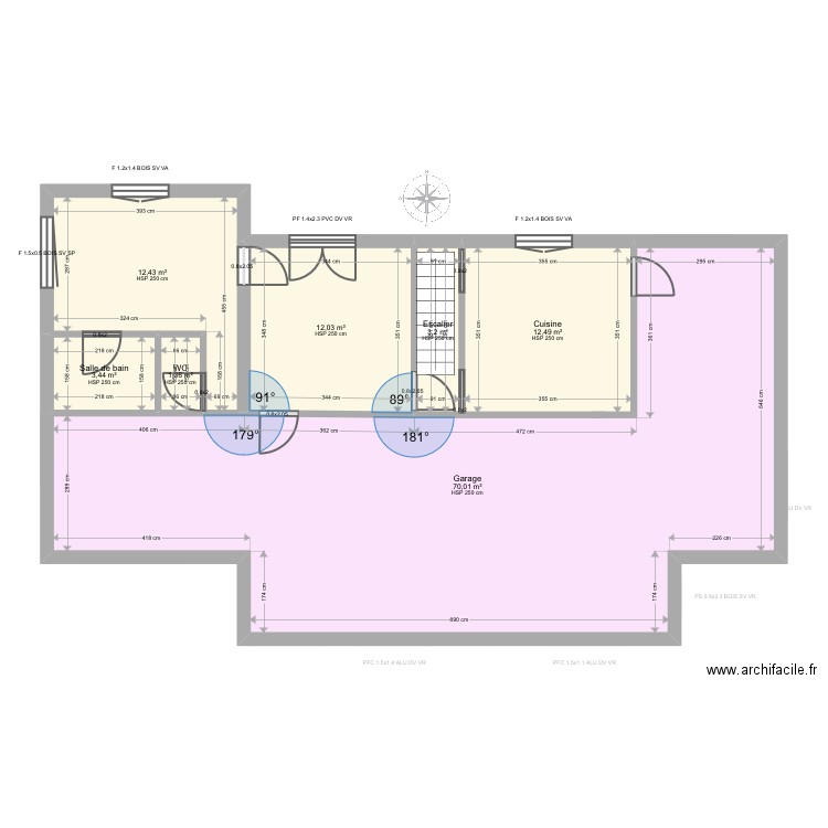 Ben taled. Plan de 19 pièces et 228 m2