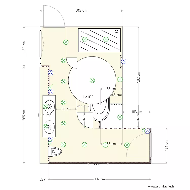 SALLE DE BAIN PLAFOND. Plan de 