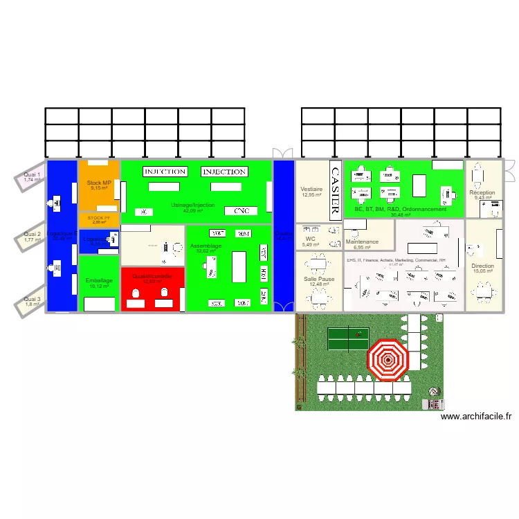 Implantation Atelier. Plan de 