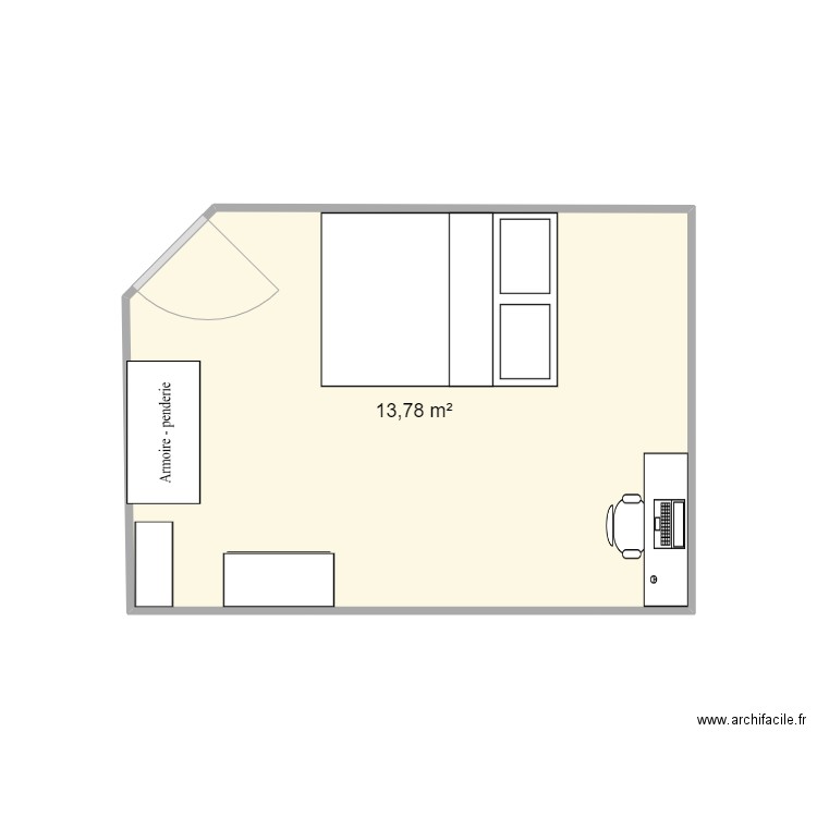 chambre possible 1. Plan de 1 pièce et 14 m2