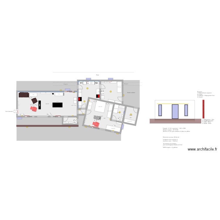 Plan travaux fenêtres galandage. Plan de 0 pièce et 0 m2