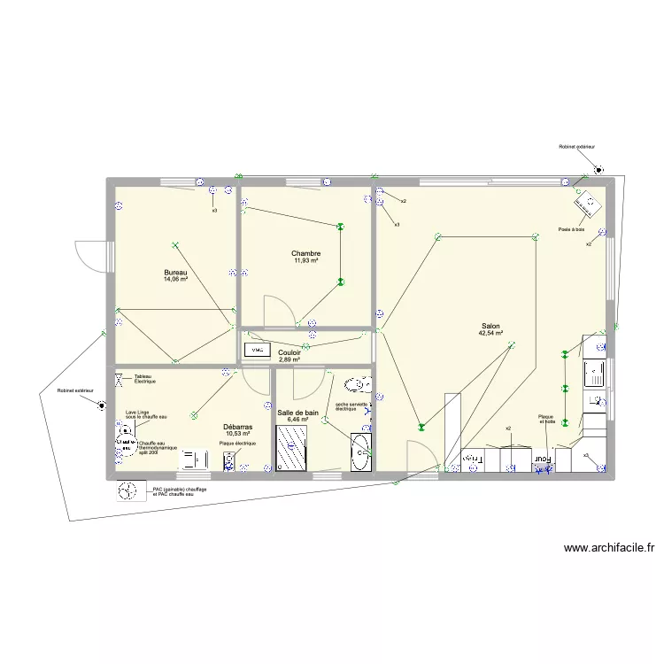 Maison Castel 90m2. Plan de 
