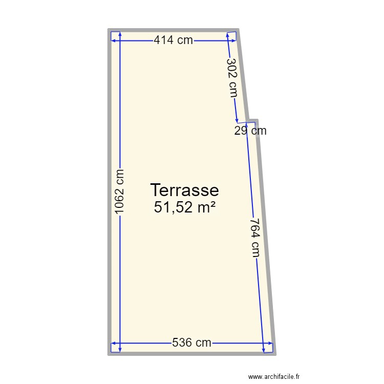 Terrasse Piscine. Plan de 1 pièce et 52 m2