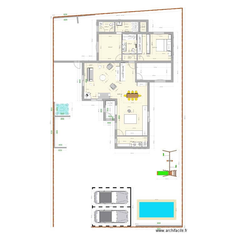 fourragère 2. Plan de 9 pièces et 99 m2