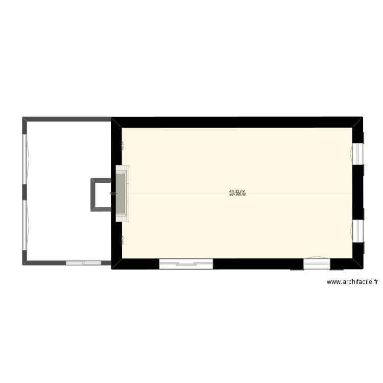 Quinquizio. Plan de 1 pièce et 49 m2