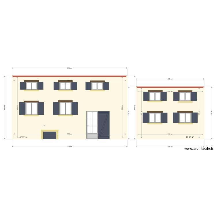 Façade ouest. Plan de 0 pièce et 0 m2