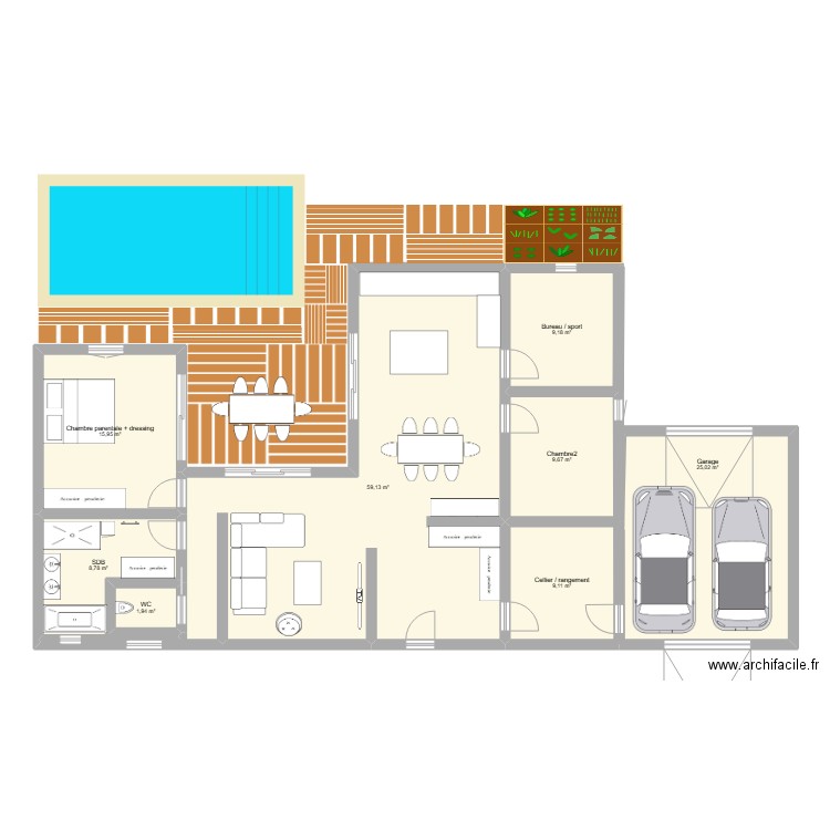 P3 122m3. Plan de 8 pièces et 139 m2