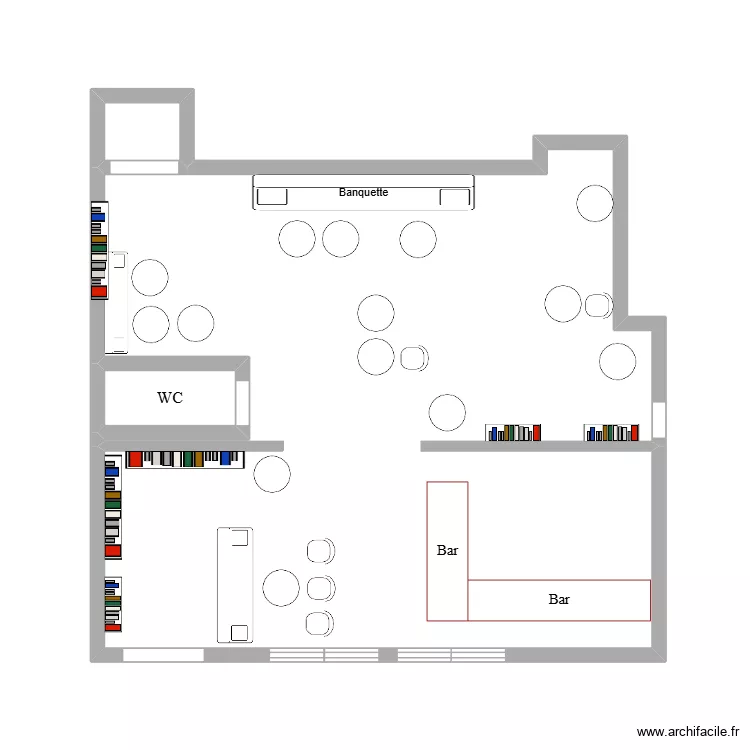 bibliocafé. Plan de 2 pièces et 1 m² bibliocafé. Plan de 2 pièces et 1 m²