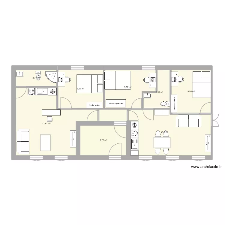 45 et 45 bis version2. Plan de 8 et 87 m² 45 et 45 bis version2. Plan de 8 et 87 m²