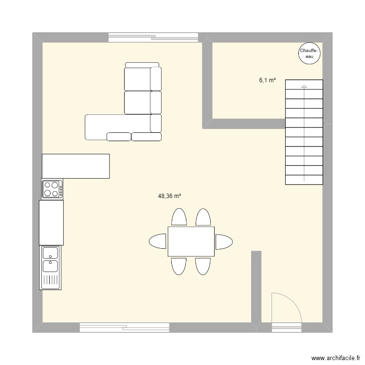 grimal. Plan de 2 pièces et 54 m2