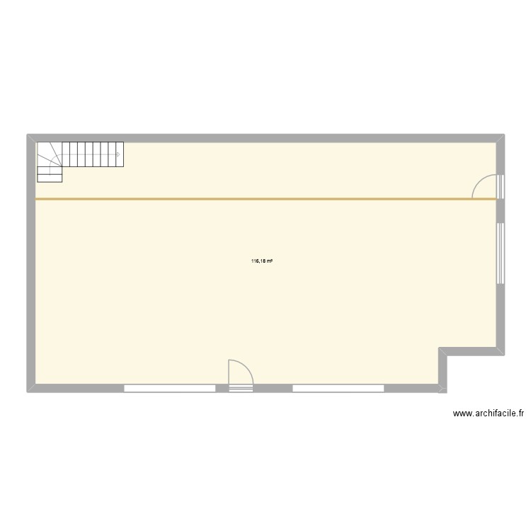 garage. Plan de 1 pièce et 116 m2