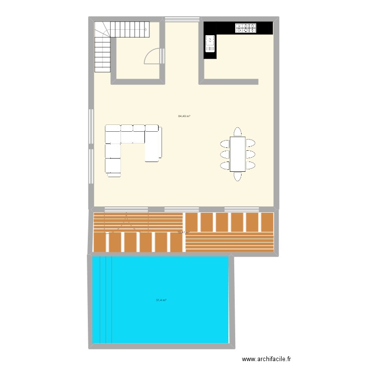 maison 1. Plan de 3 pièces et 135 m2