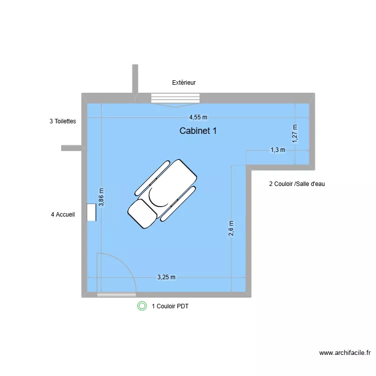 31337 Cabinet 1. Plan de 1  et 14 m²