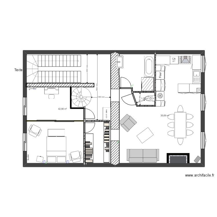 appart 2eme etage grande chambre esc tournant. Plan de 0 pièce et 0 m2
