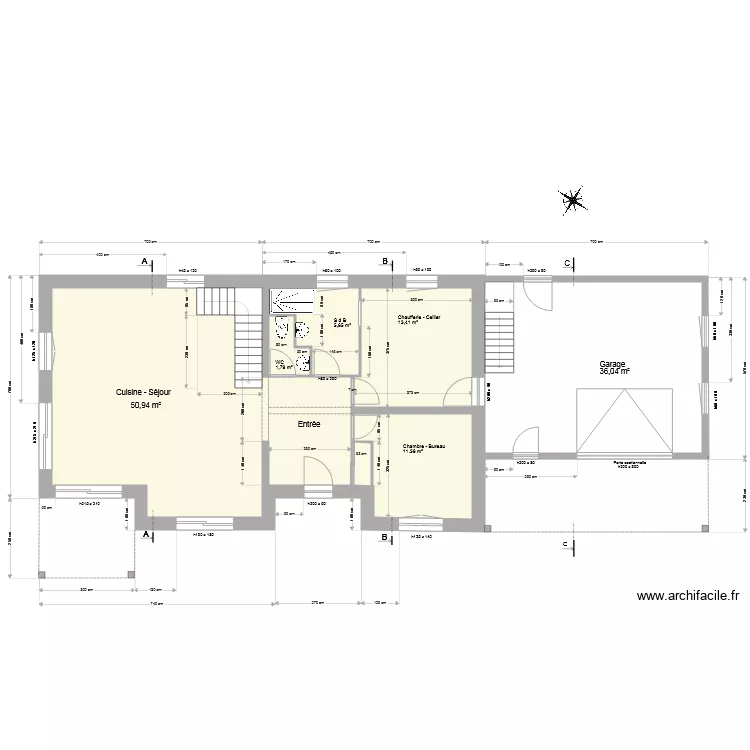 RDC V3 avec cave. Plan de 