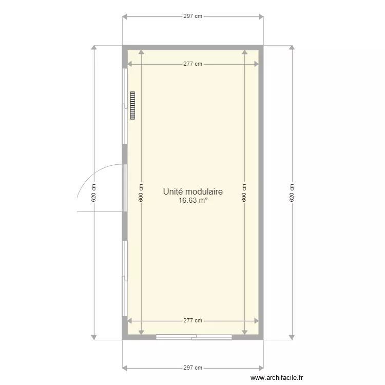 UNITE MODULAIRE 18M2 au sol. Plan de 