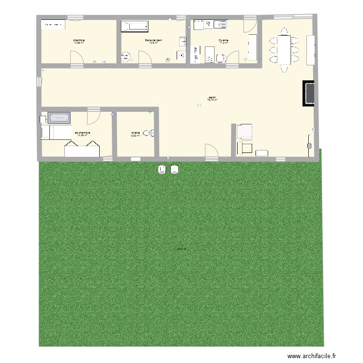 Dossier E33. Plan de 6 pièces et 132 m2