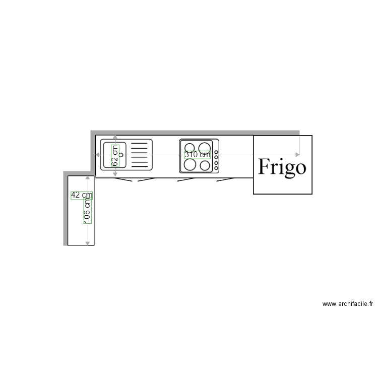 Projet cuisine. Plan de 0 pièce et 0 m2