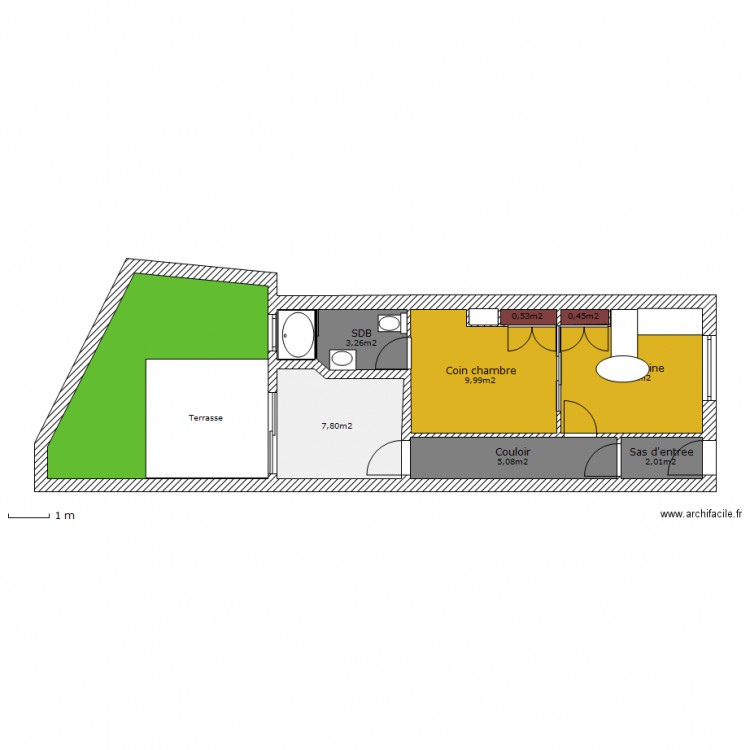 Studio RDC 24m2. Plan de 0 pièce et 0 m2