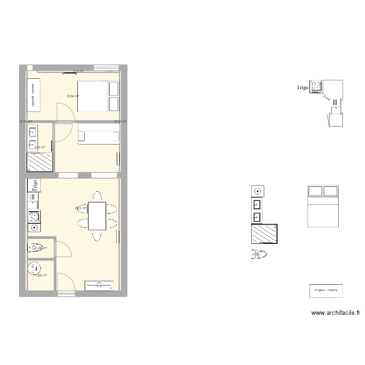 App. 7 St Laurent - V3. Plan de 8 pièces et 41 m2