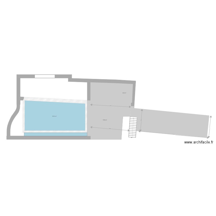 Projet piscine 3. Plan de 3 pièces et 64 m2