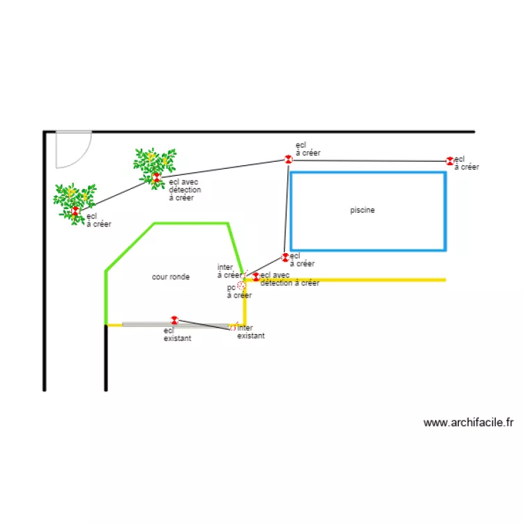 plan ex&eacute; &eacute;lec piscine. Plan de 
