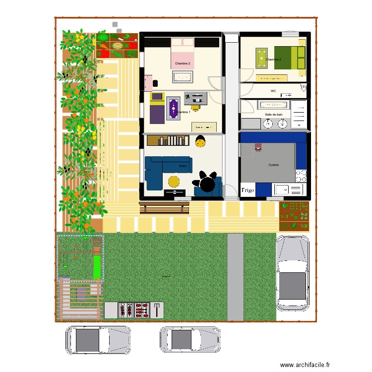 My house. Plan de 8 pièces et 89 m2