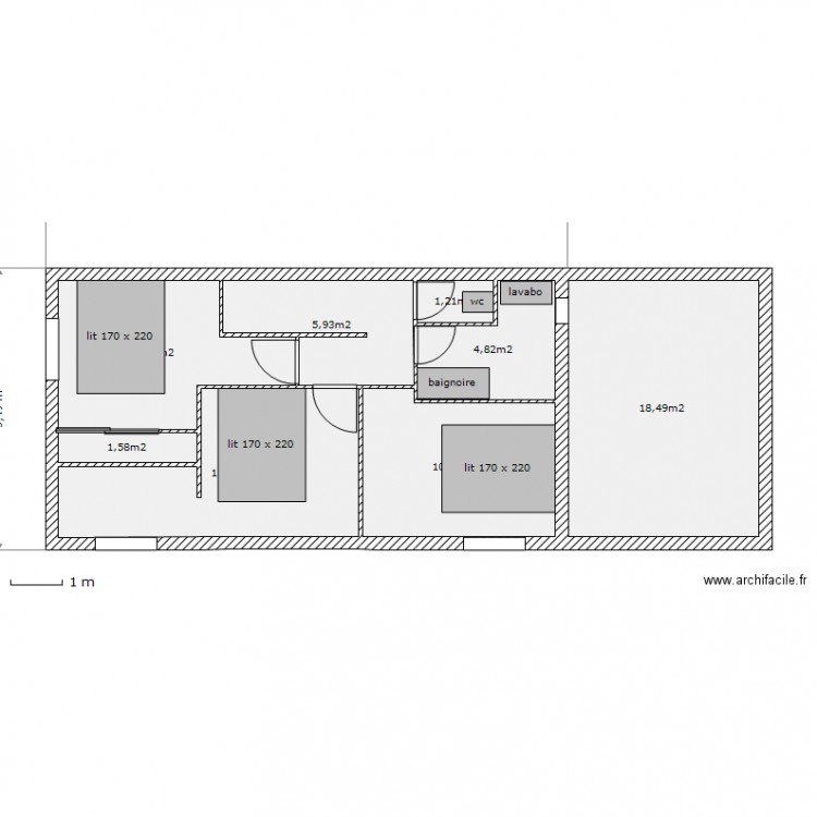 etage maison terrain L 10m. Plan de 0 pièce et 0 m2
