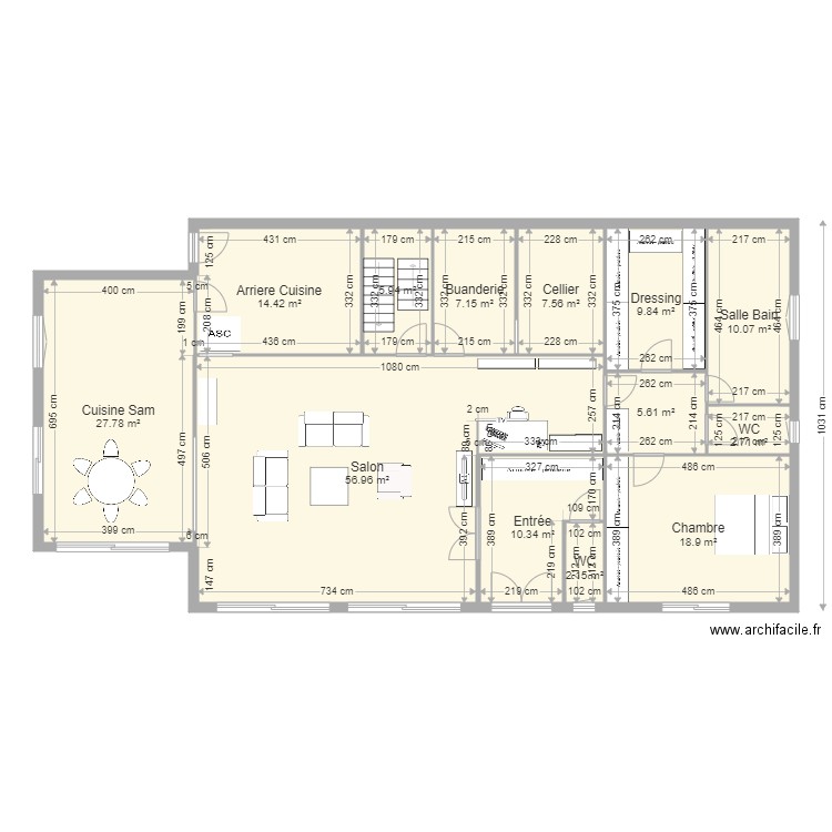 Villennes 1. Plan de 13 pièces et 179 m2