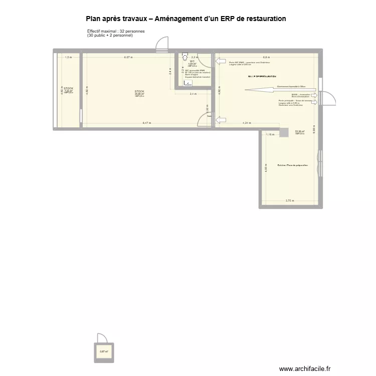 plan c&ocirc;t&eacute; 2. Plan de 5 pièces et 101 m²