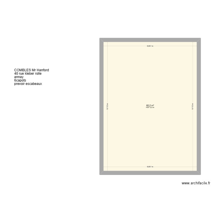 hanford. Plan de 1 pièce et 60 m2