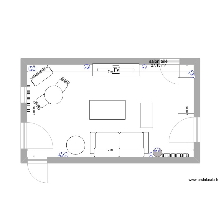 salon télé. Plan de 0 pièce et 0 m2
