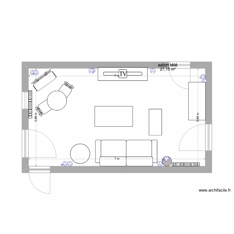 salon t&eacute;l&eacute;. Plan de 