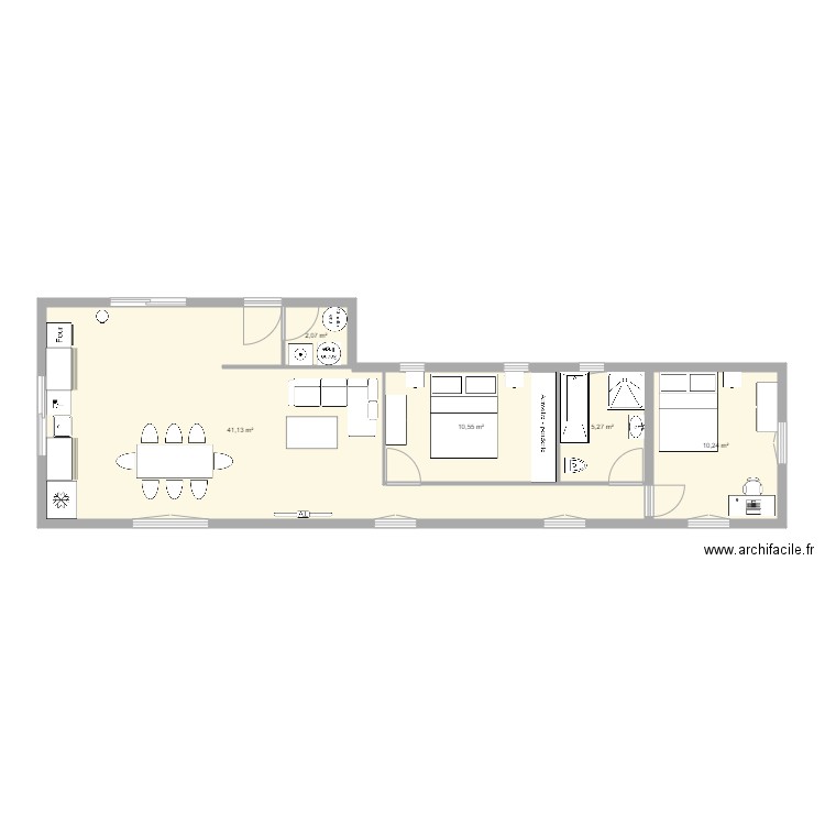 Maison . Plan de 5 pièces et 69 m2