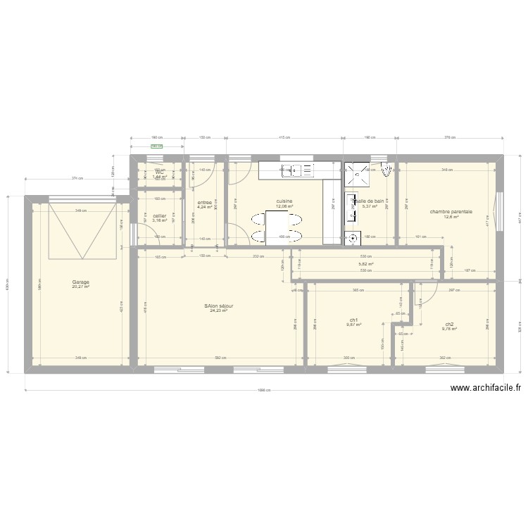 ev 85m2. Plan de 11 pièces et 109 m2