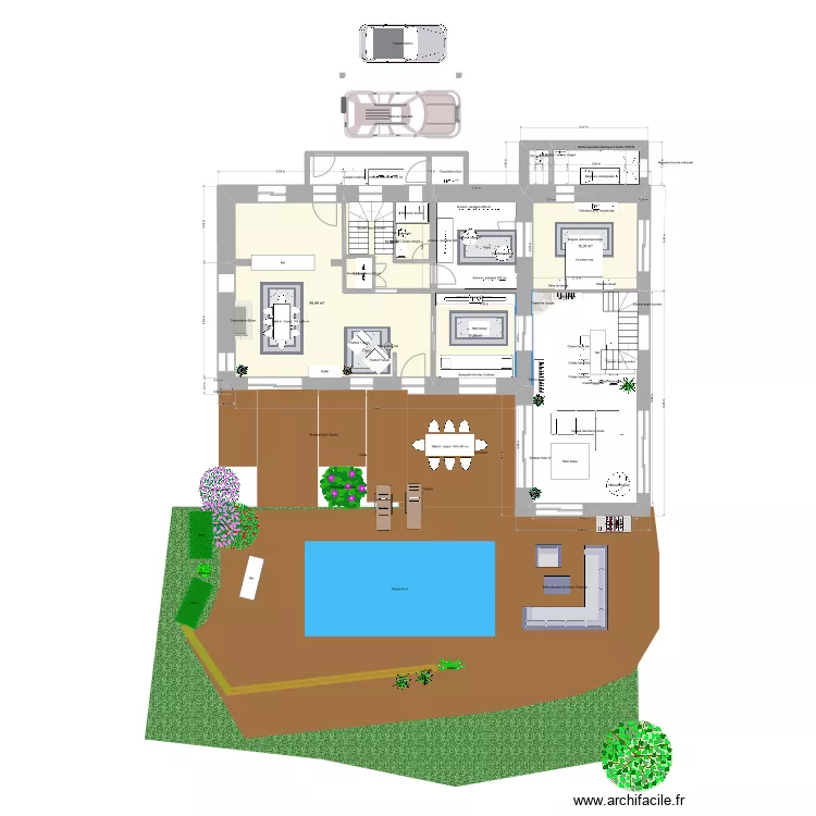 Plan Piscine terrasse. Plan de 
