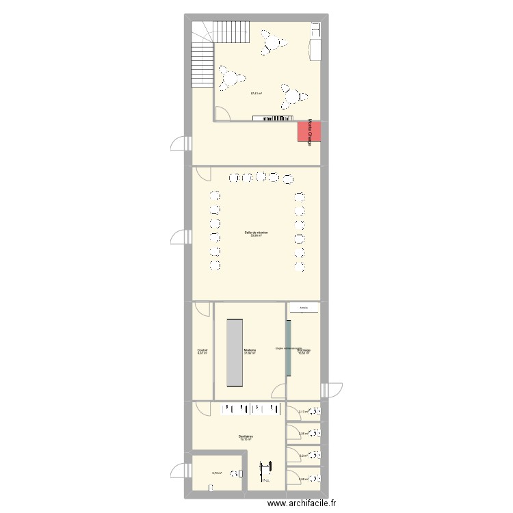 RDC Presbytère. Plan de 11 pièces et 185 m2