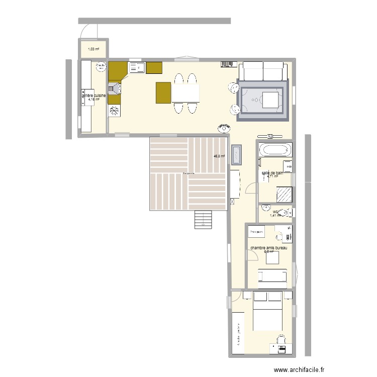 maison nous. Plan de 6 pièces et 65 m2