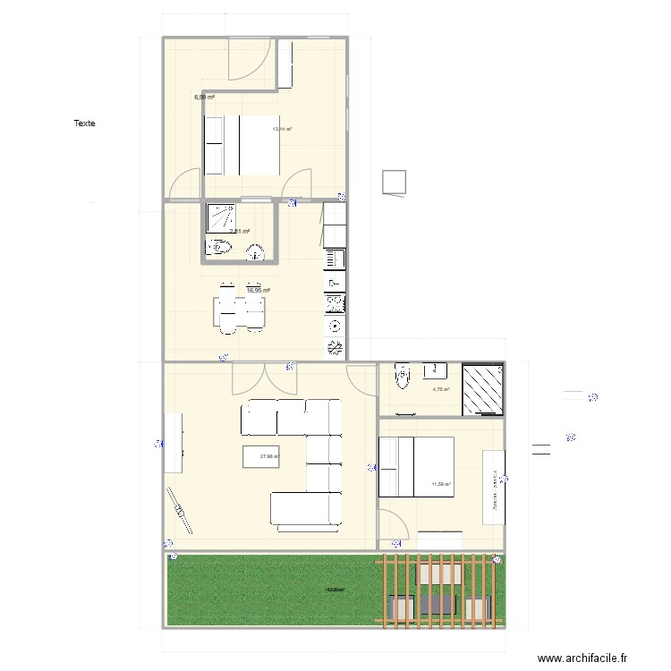 appart vert  f3 e. Plan de 8 pièces et 102 m2