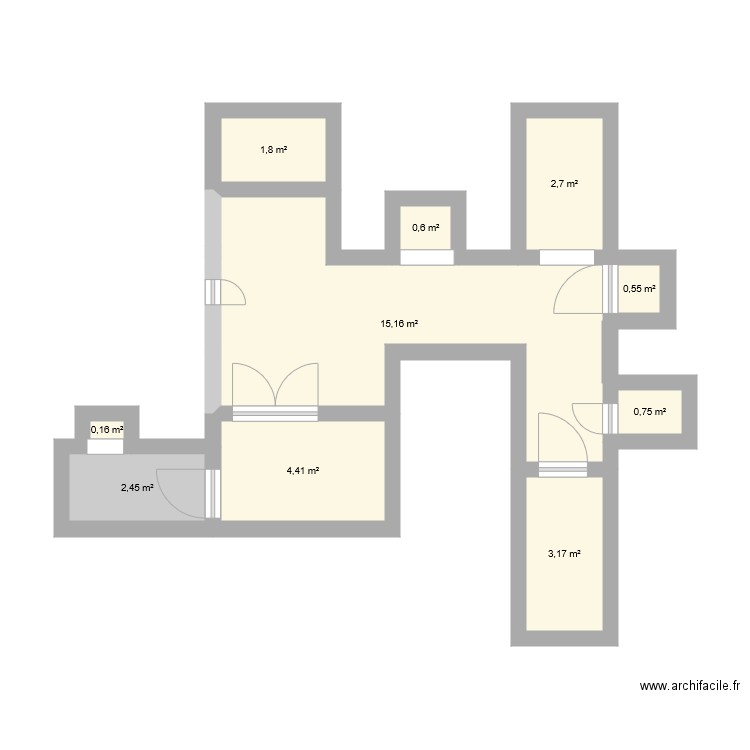 DOM. Plan de 10 pièces et 32 m2