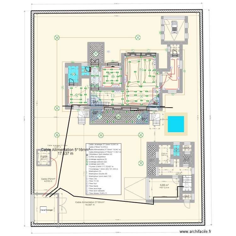 plan electricte  200. Plan de 21 pièces et 364 m2