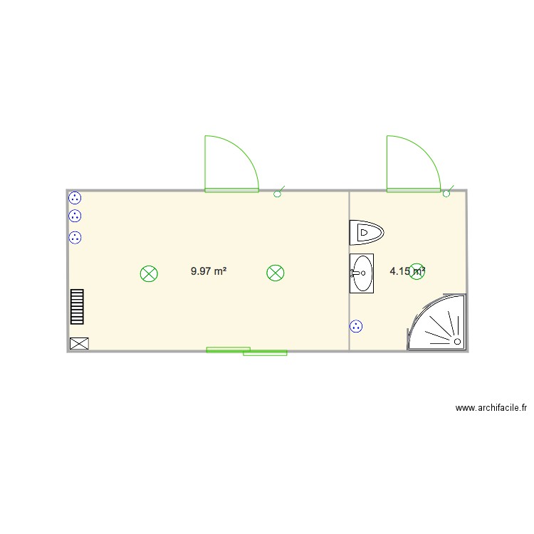 Plan vestiaire avec sanitaire 2. Plan de 0 pièce et 0 m2