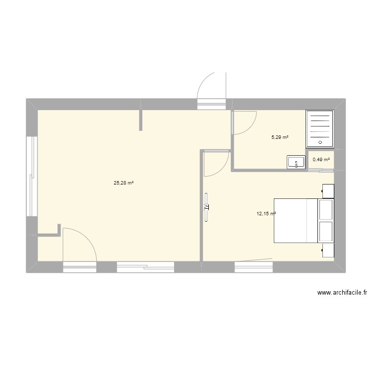 essai jms 21. Plan de 4 pièces et 43 m2