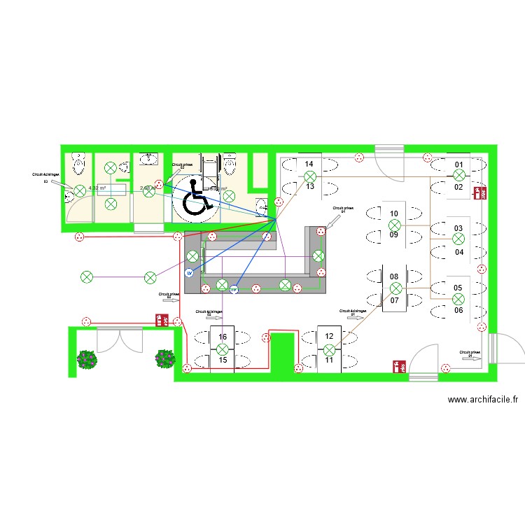 Plan electrique bar entré WC. Plan de 0 pièce et 0 m2