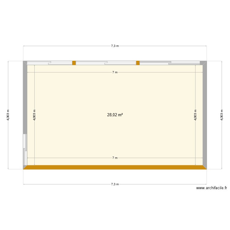 veranda1. Plan de 1 pièce et 28 m2